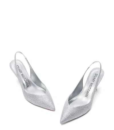 Stuart Weitzman Eva 75 Slingback Pumps In Silver