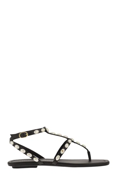 Shop Stuart Weitzman Pearlita - Thong Sandal With Pearls