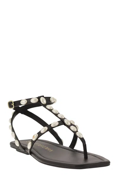 Shop Stuart Weitzman Pearlita - Thong Sandal With Pearls