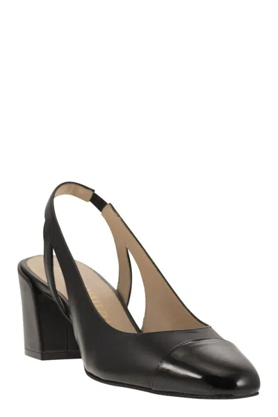 Stuart Weitzman 'sleek' Black Slingback Pumps With Block Heel