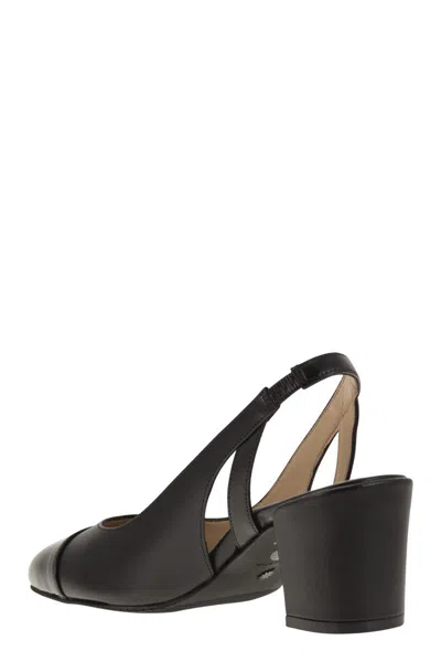 Stuart Weitzman 'sleek' Black Slingback Pumps With Block Heel