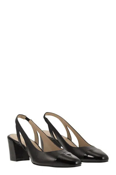 Stuart Weitzman 'sleek' Black Slingback Pumps With Block Heel