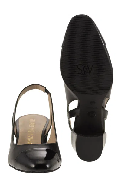 Stuart Weitzman 'sleek' Black Slingback Pumps With Block Heel