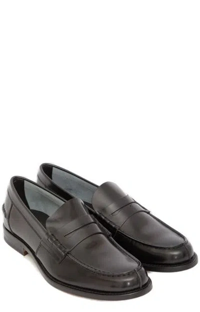 Tod's Leather Loafers With Penny Strap In Gray