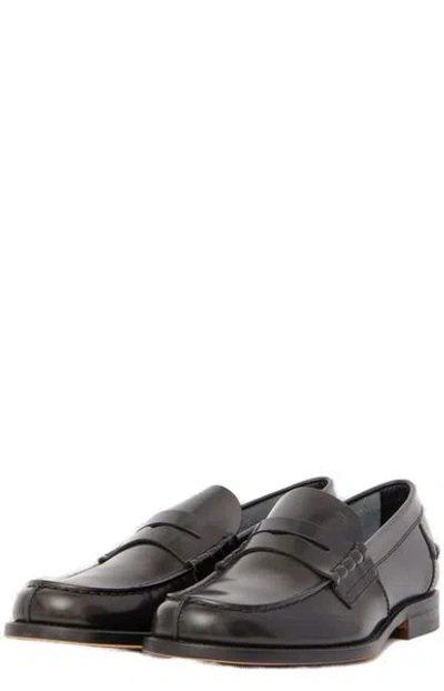 Tod's Leather Loafers With Penny Strap In Gray