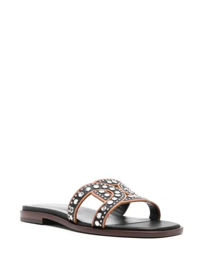 Tod's Chain Link Flat Leather Sandals
