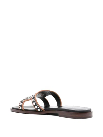 Tod's Chain Link Flat Leather Sandals