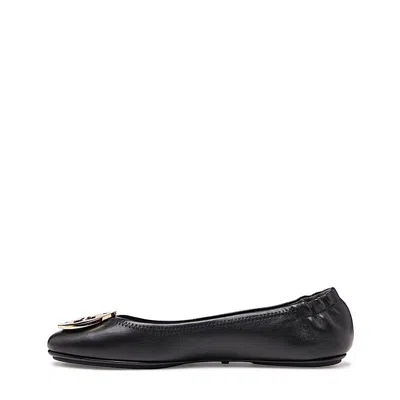 Tory Burch Minnie Travel Ballet With Metal Logo In Black