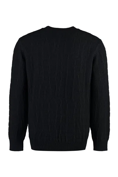 Versace Crew-neck Wool Sweater In Blue