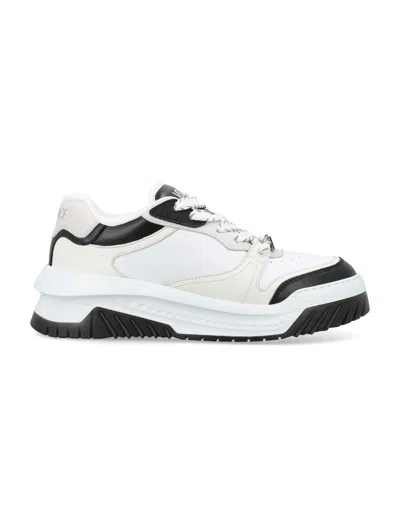 Versace White And Black Sneaker With Inserts And Chunky Sole