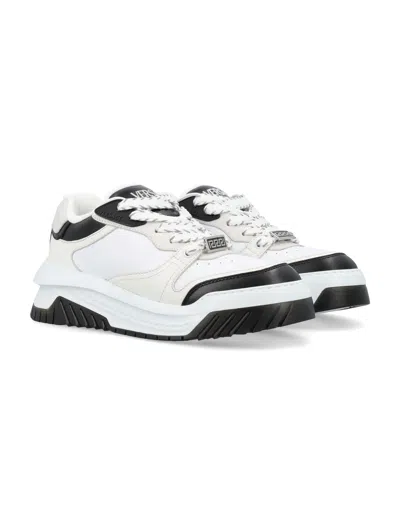 Versace White And Black Sneaker With Inserts And Chunky Sole