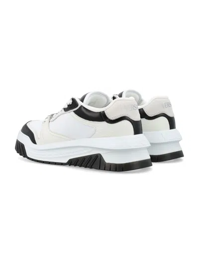 Versace White And Black Sneaker With Inserts And Chunky Sole