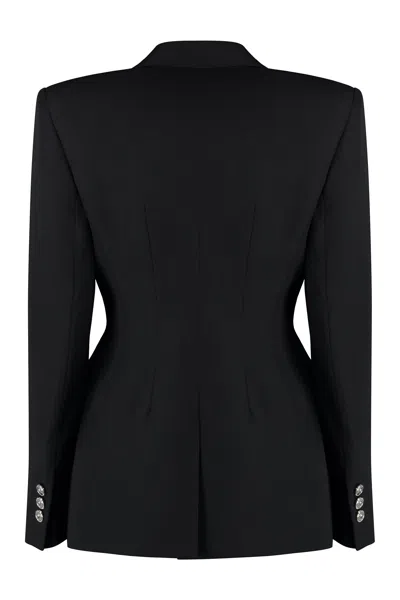 Versace Wool Single-breasted Blazer In Black