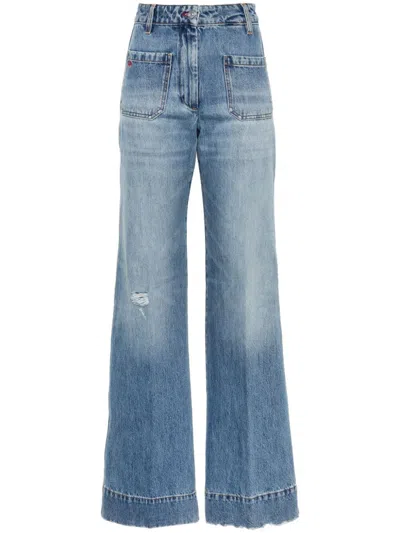 Shop Victoria Beckham Alina Denim Wide Camel Jean Pants
