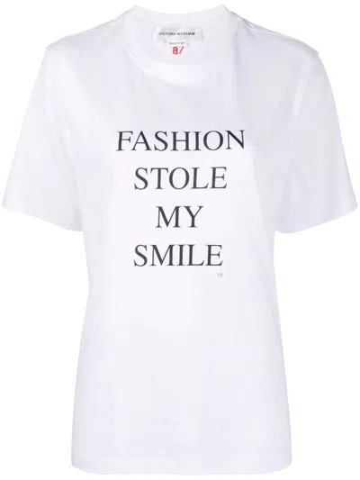 Victoria Beckham White T-shirt With Slogan Lettering On The Front