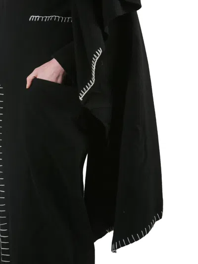 Yohji Yamamoto Women's Long Wool Coat With Stitching