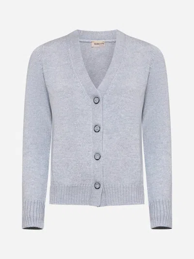 Shop Blanca Vita Grey Virgin Wool Cardigan