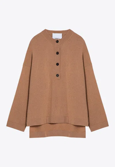 Erika Cavallini Veronica Cashmere Oversized Sweater In Camel