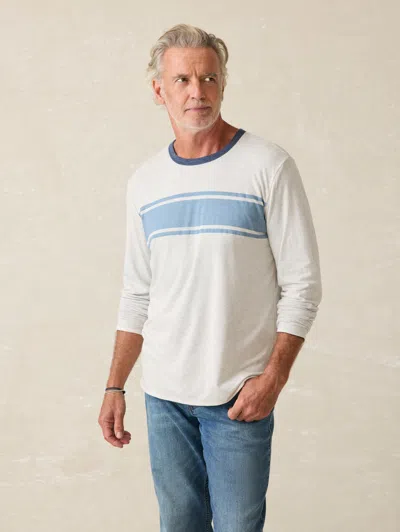 Faherty Long-sleeve Cloud Reversible Crew T-shirt In Ivory Heather