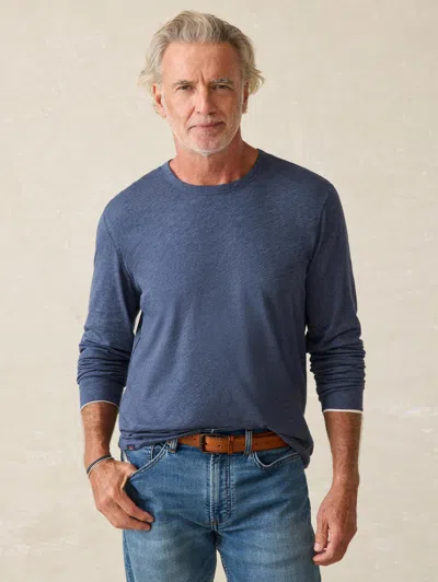 Faherty Long-sleeve Cloud Reversible Crew T-shirt In Ivory Heather