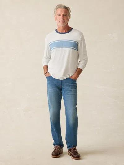 Faherty Long-sleeve Cloud Reversible Crew T-shirt In Ivory Heather