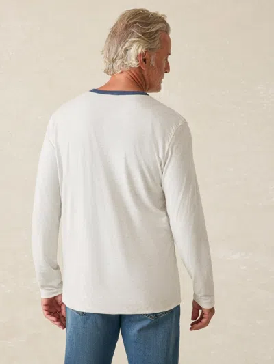Faherty Long-sleeve Cloud Reversible Crew T-shirt In Ivory Heather