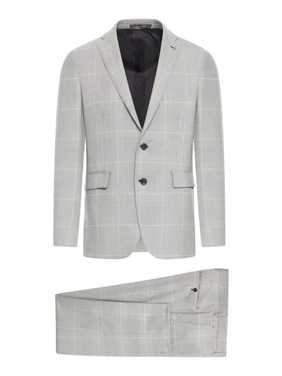 Tagliatore Check Print Wool Dress In Gray