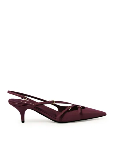 Miu Miu Patent Leather Slingbacks With Buckles In Red