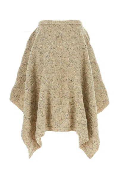 Bottega Veneta Wool Skirt With Asymmetric Hem And Textured Fabric In Beige O Tan