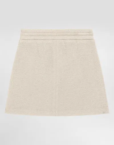 Dolce & Gabbana Lurex Jersey Skirt With Dg Logo In Gold