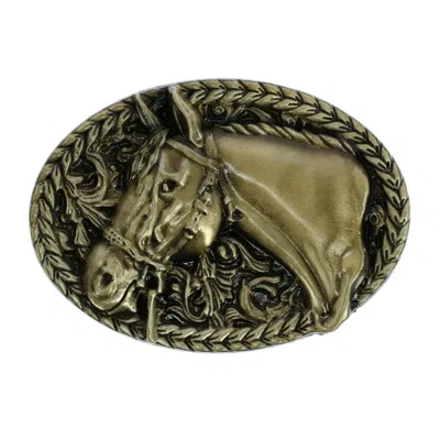 Ctm Engraved Horse Belt Buckle In Gold