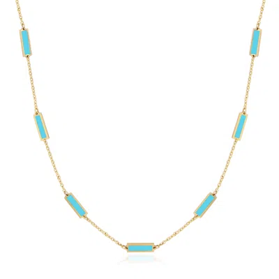 The Lovery Turquoise Bar Chain Necklace In Blue