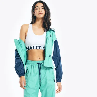 Nautica Womens Reissue Colorblock Peplum Jacket In Multi