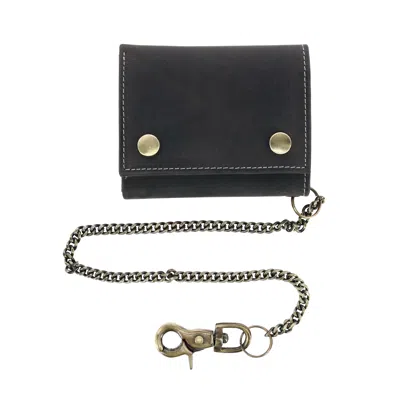 Ctm Men's Rfid Hunter Leather Chain Wallet In Black