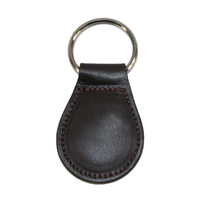Boston Leather Smooth Leather Tear Drop Key Fob Keychain In Brown