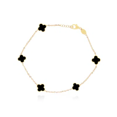 The Lovery Mini Onyx Clover Bracelet In Black