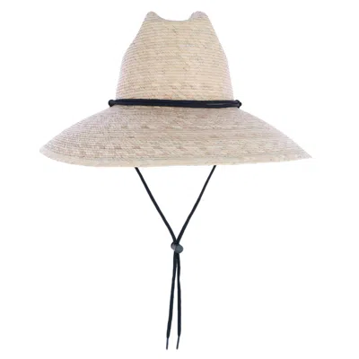 Ctm Wide Brim Crushable Straw Lifeguard Hat With Chin Strap In Multi