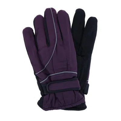 Ctm Women's One Size Microfiber Winter Ski Gloves In Purple