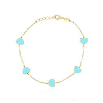 The Lovery Turquoise Heart Station Bracelet In Blue