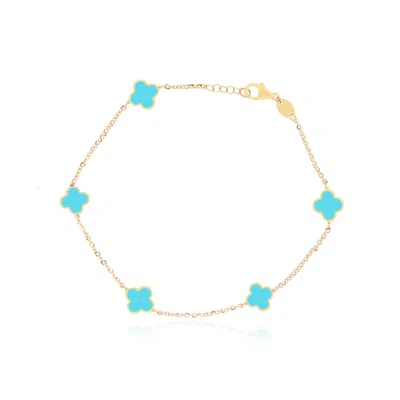 The Lovery Mini Turquoise Clover Bracelet In Blue