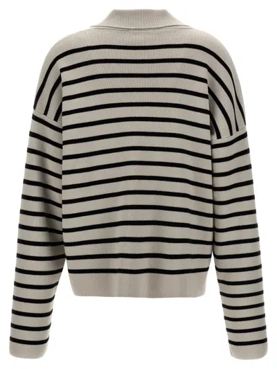 Ami Alexandre Mattiussi Biologic Cotton And Wool Sweater With Striped Motif In Multicolor