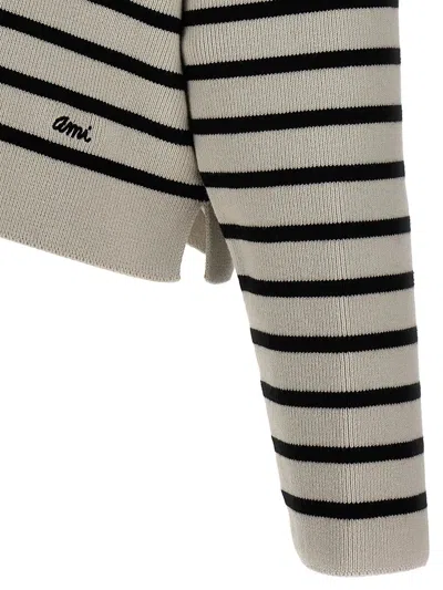 Ami Alexandre Mattiussi Biologic Cotton And Wool Sweater With Striped Motif In Multicolor