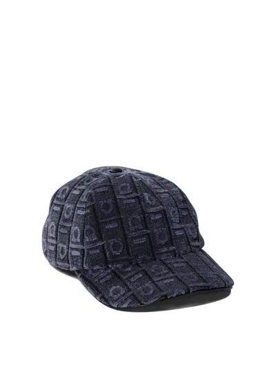 Ferragamo Structured Cap With Textured Geometric Pattern In Blue