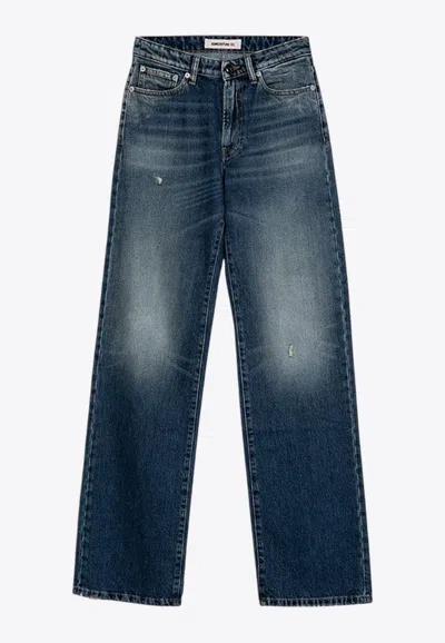 Semicouture Denim Trousers With Belt Loops In Blue