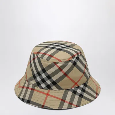Burberry Fisherman's Hat With Check Pattern In Beige
