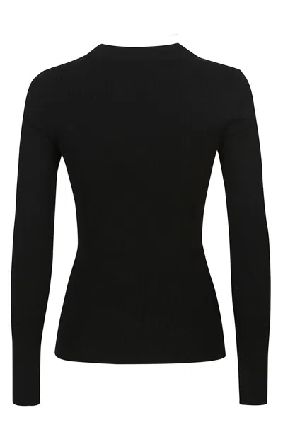 Diane Von Furstenberg Asymmetrical Cutout Black Top With Ribbed Texture In Black