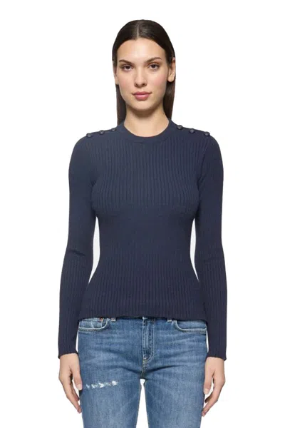 Dondup Viscose Sweater With Buttons In Blue