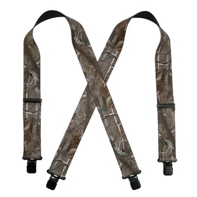 Ctm Men's Elastic Clip-end 2 Inch Realtree Camo Suspenders In Brown