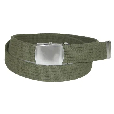 Ctm Ribbed Fabric Belt With Nickel Buckle In Green