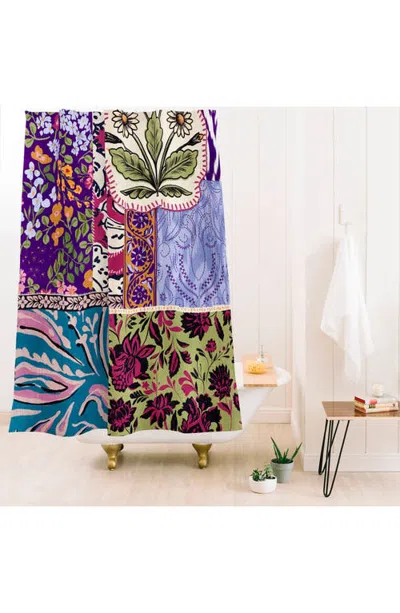 Deny Designs Boho Patchwork Shower Curtain In Green